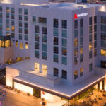 Exterior view of the Odessa Marriott Hotel & Conference Center in downtown Odessa, Texas.